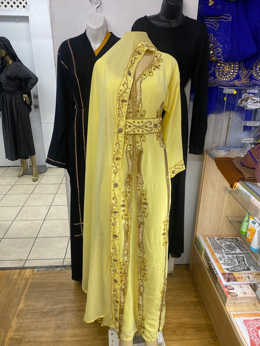 Yellow Kaftan Abaya