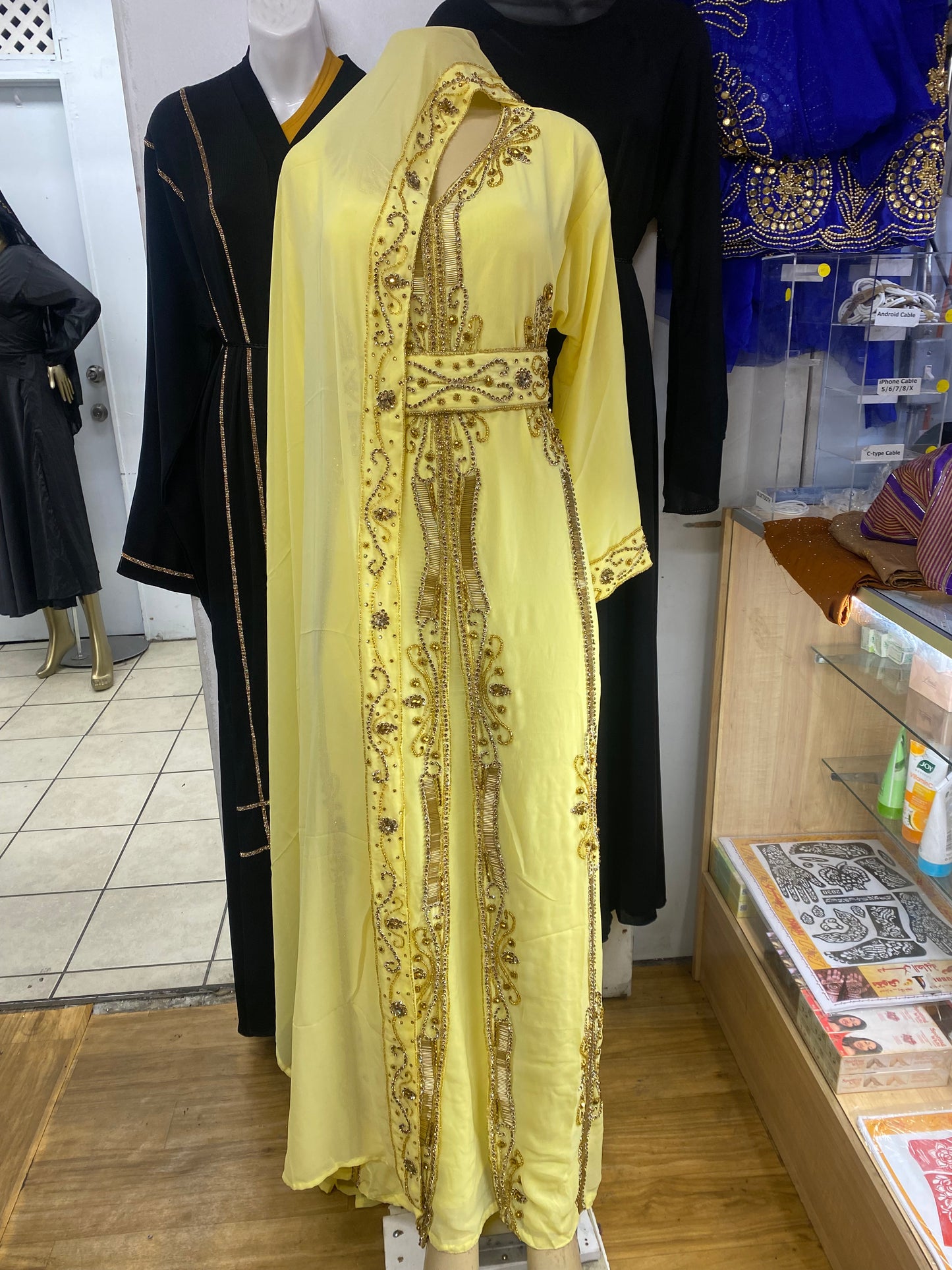 Yellow Kaftan Abaya