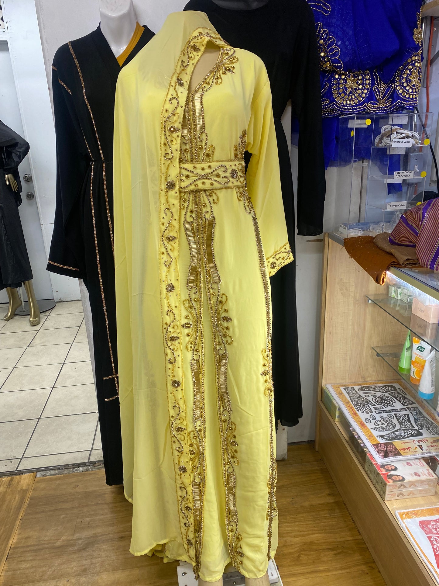 Yellow Kaftan Abaya