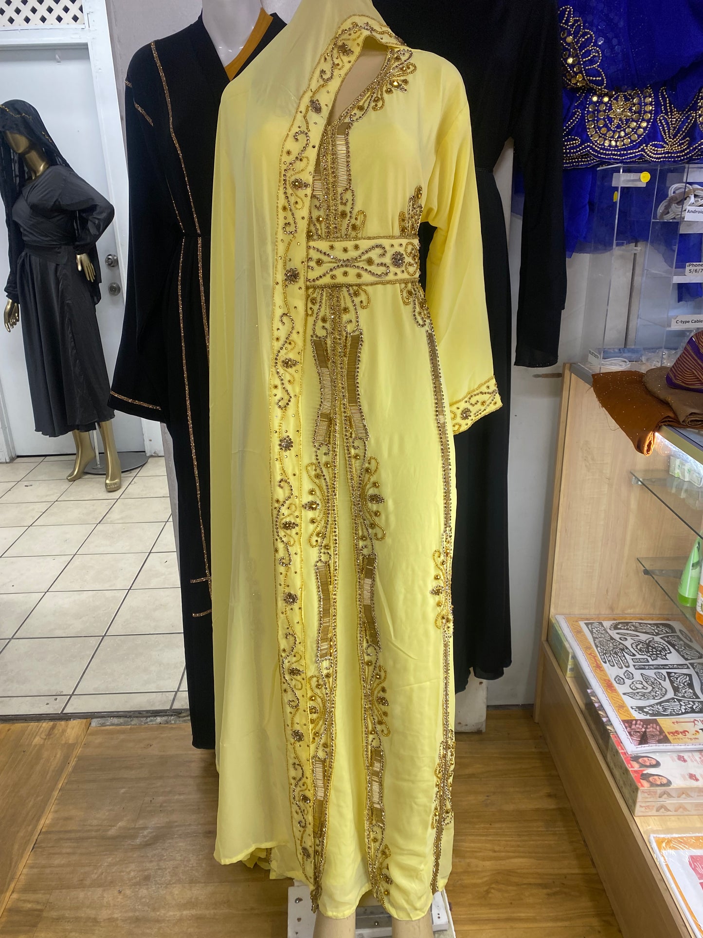 Yellow Kaftan Abaya