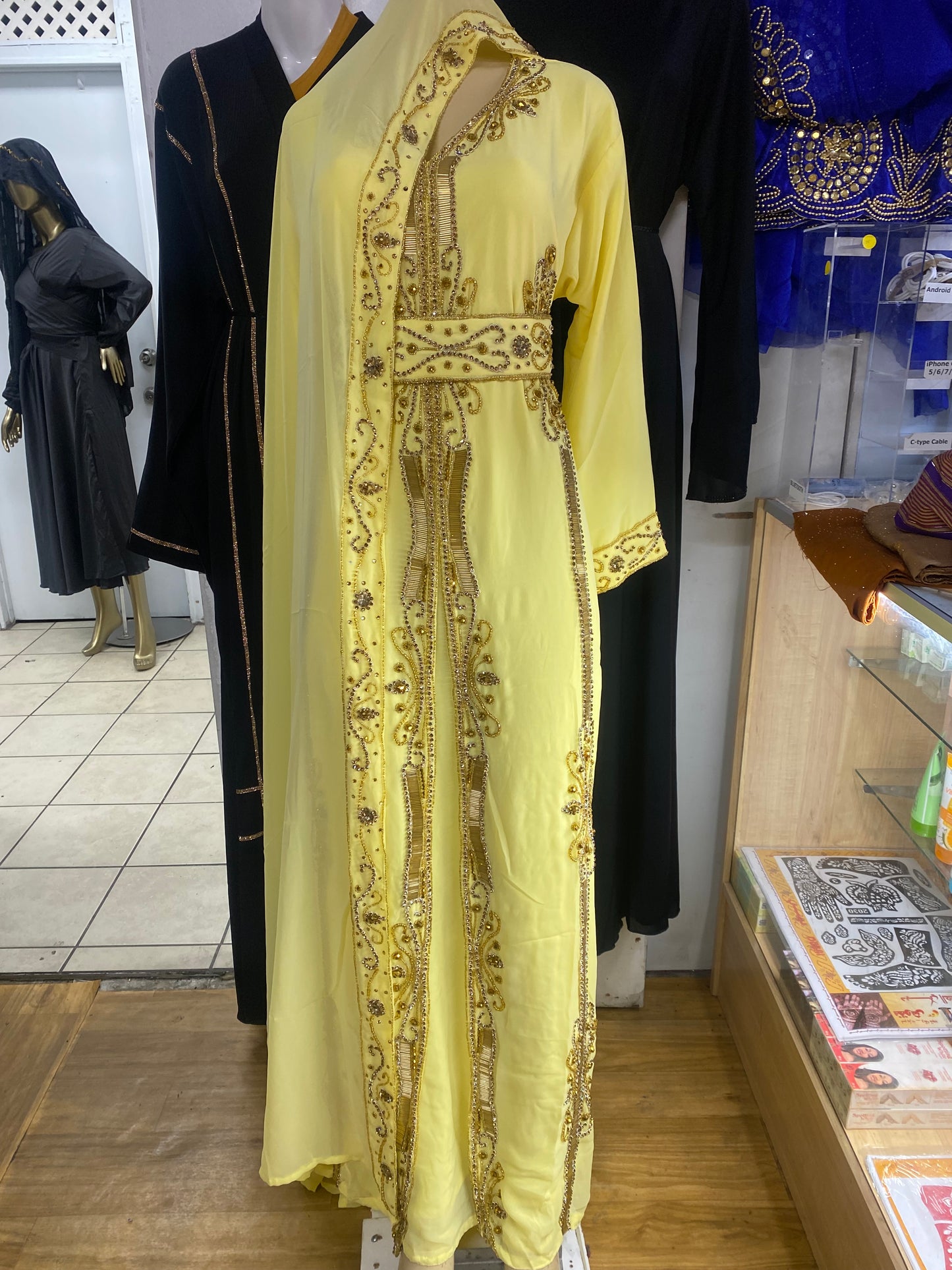 Yellow Kaftan Abaya